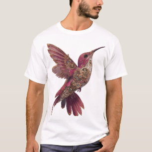 T-shirt Colibri Steampunk — Magenta et Horlogerie en Cuivr