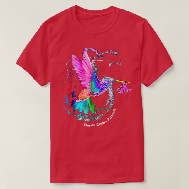 T-shirt Colibri Tournesol rose Ruban Cancer du sein Aw (Design devant)