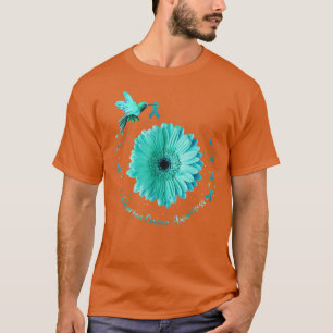 T-shirt Colibri Tournesol Turquoise Ruban Cancer de l'ovai