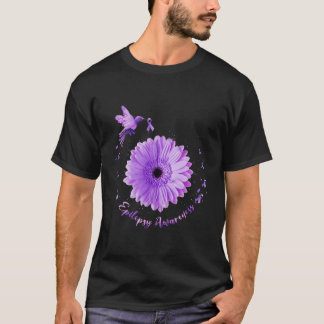 T-shirt Colibri Tournesol Violet Ribbon Epilepepsie Aware