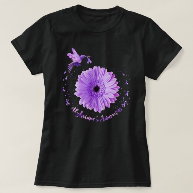 T-shirt Colibri Tournesol violet Ruban Alzheimer's Aw (Design devant)