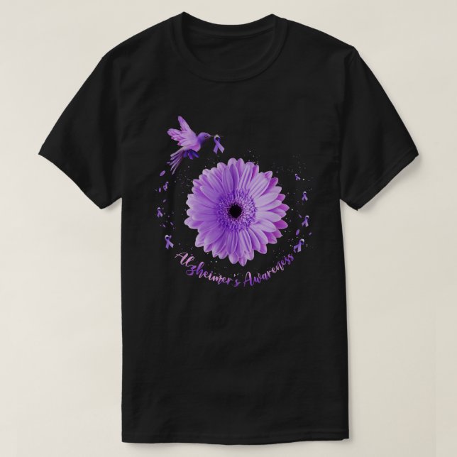 T-shirt Colibri Tournesol violet Ruban Alzheimer's Aw (Design devant)