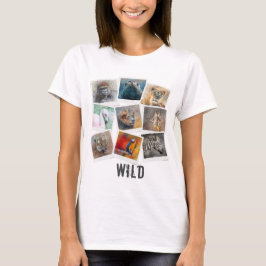 T-shirt Collage de cadres photo pour animaux sauvages mode