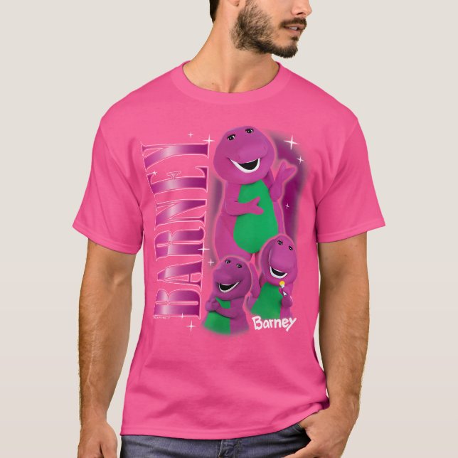 T-shirt Collage De Caractères Dinosaures Violets Des Année (Devant)