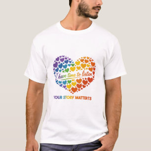 T-shirt Collage de cœur arc-en-ciel vibrant avec écriture