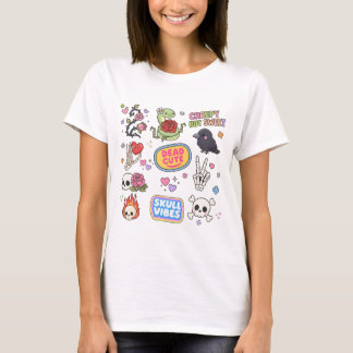 T-shirt Collage de crâne mignon