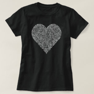 T-shirt Collage de mots en forme de coeur