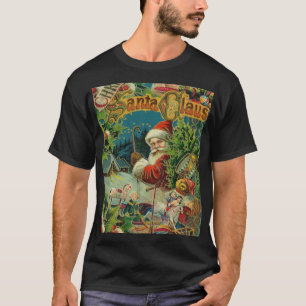 T-shirt Collage de Noël victorien avec Père Noël Antique
