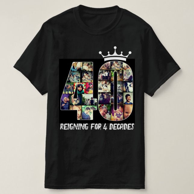 T-shirt Collage de numéro de photo personnalisé 40 couronn (Design devant)