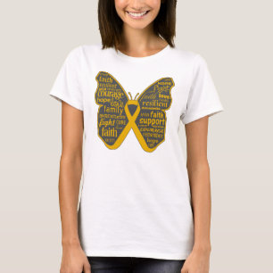 T-shirt Collage de papillon de Cancer d'annexe des mots
