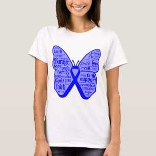 T-shirt Collage de papillon de cancer du colon des mots