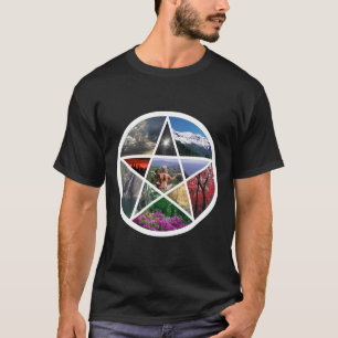 T-shirt Collage de pentagramme blanc