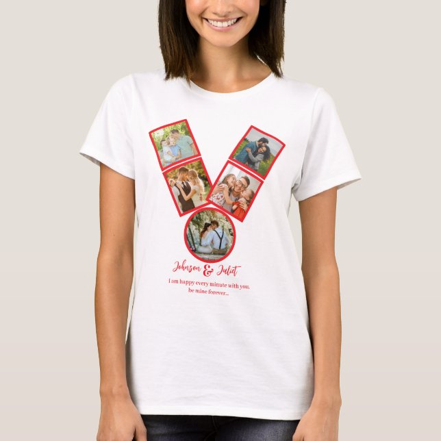T-shirt Collage de photos en V de jour pour Valentines per (Devant)
