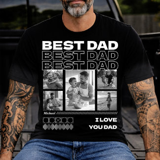 T-shirt Collage de photos personnalisé Meilleur Papa du Mo