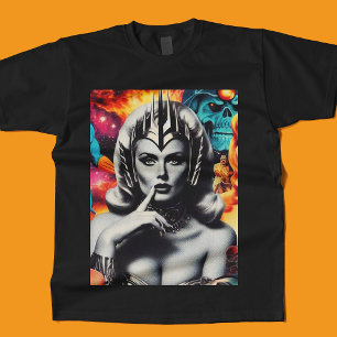 T-shirt Collage de science-fiction pour femme rétro