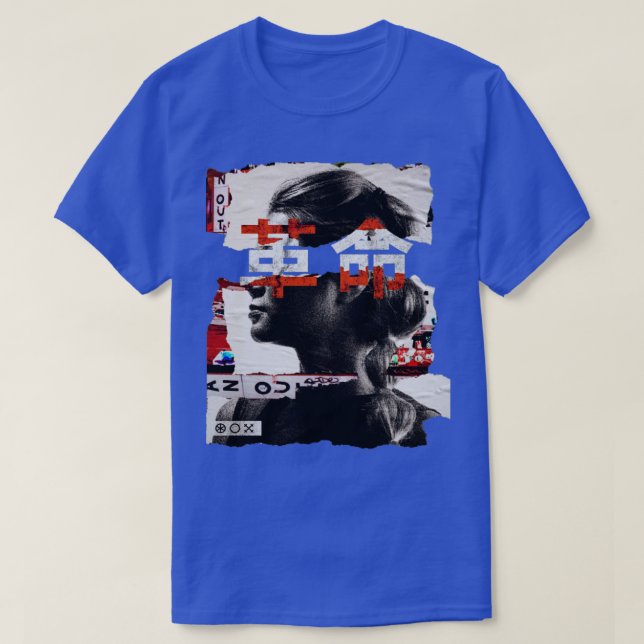 T-shirt Collage de texte japonais et féminin (Design devant)