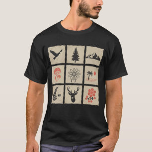 T-shirt Collage des timbres de nature