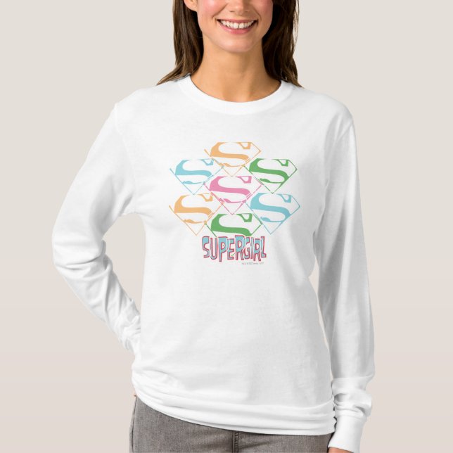 T-shirt Collage du logo de Supergirl Pastel (Devant)