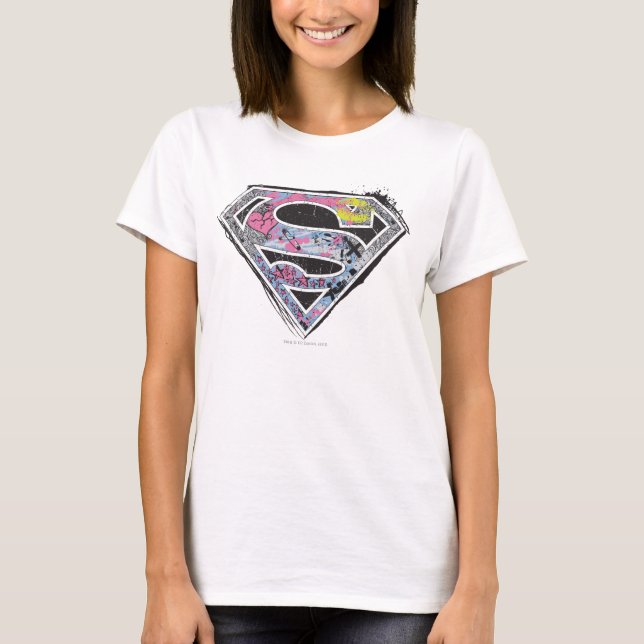 T-shirt Collage du logo Supergirl (Devant)