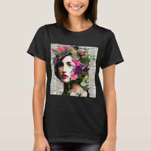 T-shirt Collage papier pour femme vintage