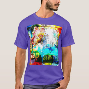 T-shirt Collage Papillon Rétro Émeute de Couleurs
