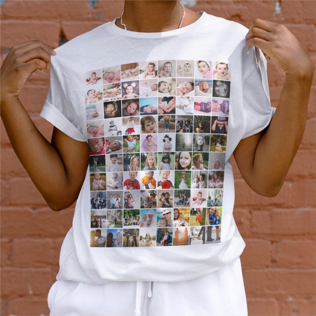 T-shirt Collage personnalisé de 80 Modèles photo (80 Photo Template Personalized Collage T-Shirt from Ricaso. Make your own photo t-shirt. Add photos)