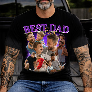 T-shirt Collage photo Bootleg personnalisé Meilleur Papa E