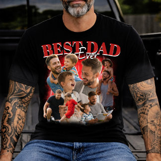 T-shirt Collage photo Bootleg personnalisé Meilleur Papa E