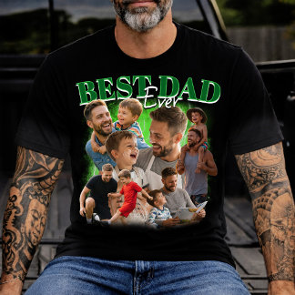 T-shirt Collage photo Bootleg personnalisé Meilleur Papa E