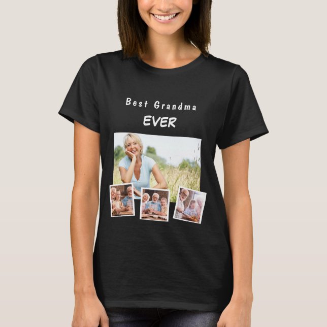 T-shirt collage photo de famille de grand-mère (Devant)