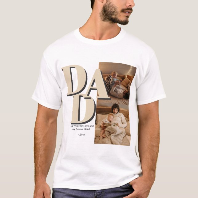 T-shirt Collage photo de Fête des pères personnalisée | Le (Devant)