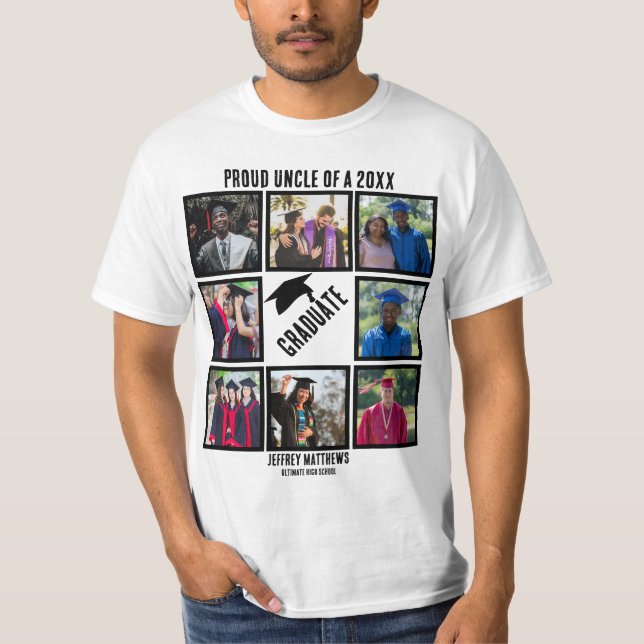 T-shirt Collage photo de l'oncle fier personnalisé (Devant)