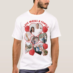 T-shirt Collage photo en forme de coeur personnalisé T-shi