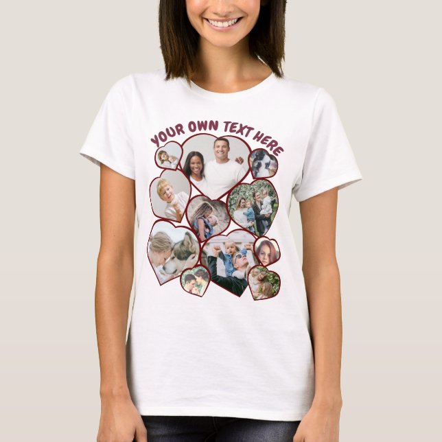 T-shirt Collage photo en forme de coeur personnalisé T-shi (Devant)