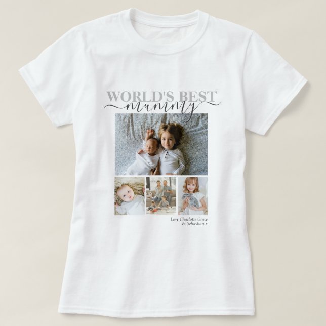 T-shirt Collage photo et texte personnalisé (Design devant)