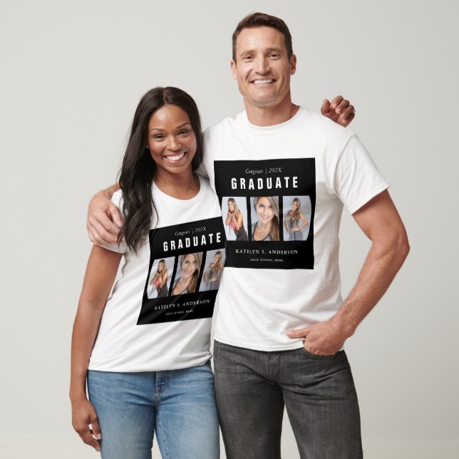 T-shirt Collage photo noir blanc personnalisé (Unisexe)