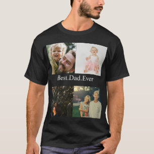 T-shirt Collage photo personnalisé 4 Meilleur papa jamais