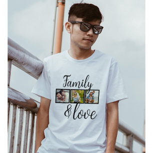 T-Shirt Collage photo personnalisé de famille et d'amour