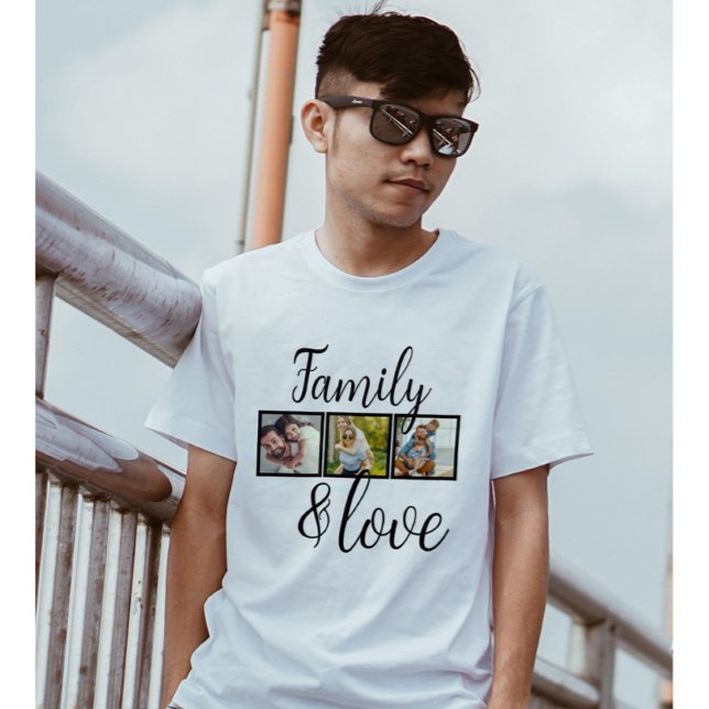 T-Shirt Collage photo personnalisé de famille et d'amour (Créateur téléchargé)