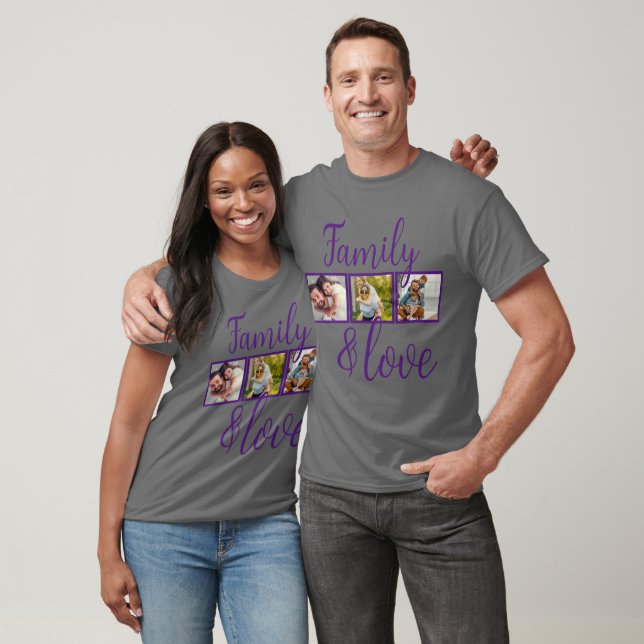 T-shirt Collage photo personnalisé de famille et d'amour (Unisexe)