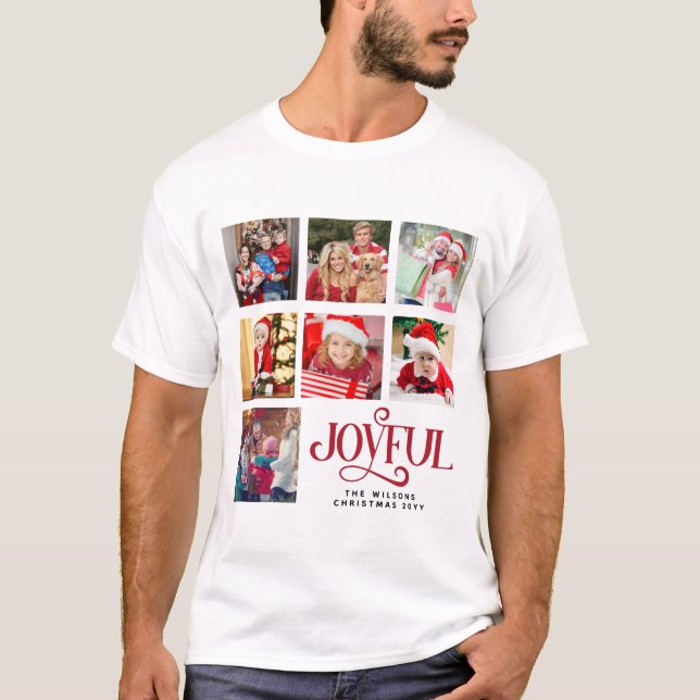 T-shirt Collage photo personnalisé Nom de famille Mens de  (Devant)