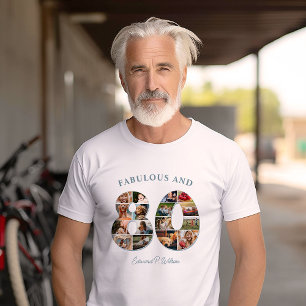 T-shirt Collage photo pour 80e anniversaire Élégant et int