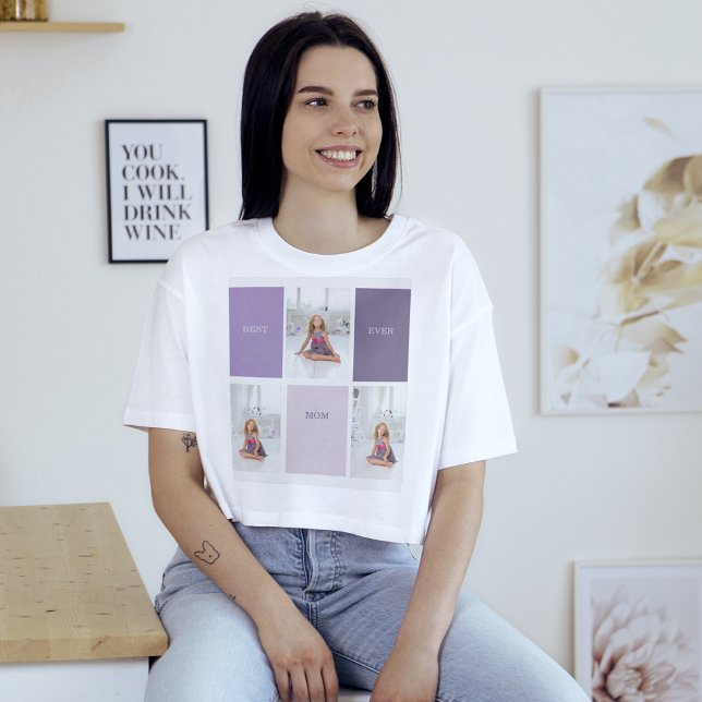 T-shirt Collage Photo Purple Best Mom Ever Cadeau (Créateur téléchargé)