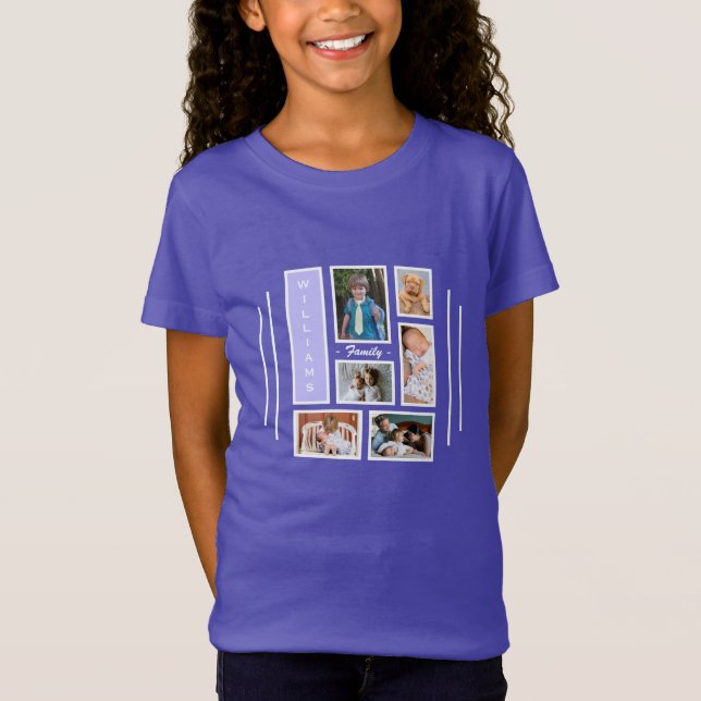 T-Shirt Collage Photographique Très Tendance Violet Pour F (Devant)
