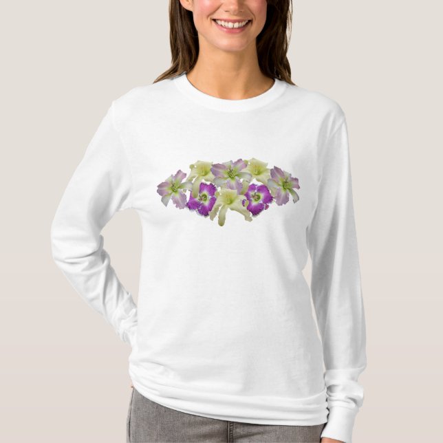 T-shirt Collage T de Daylily de lavande (Devant)
