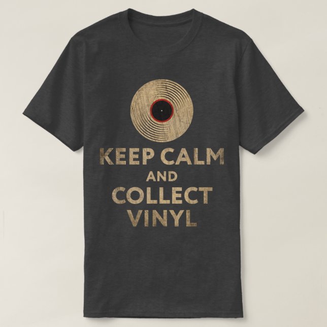 T-shirt Collecteur de disques vinyle garder calme Digger C (Design devant)