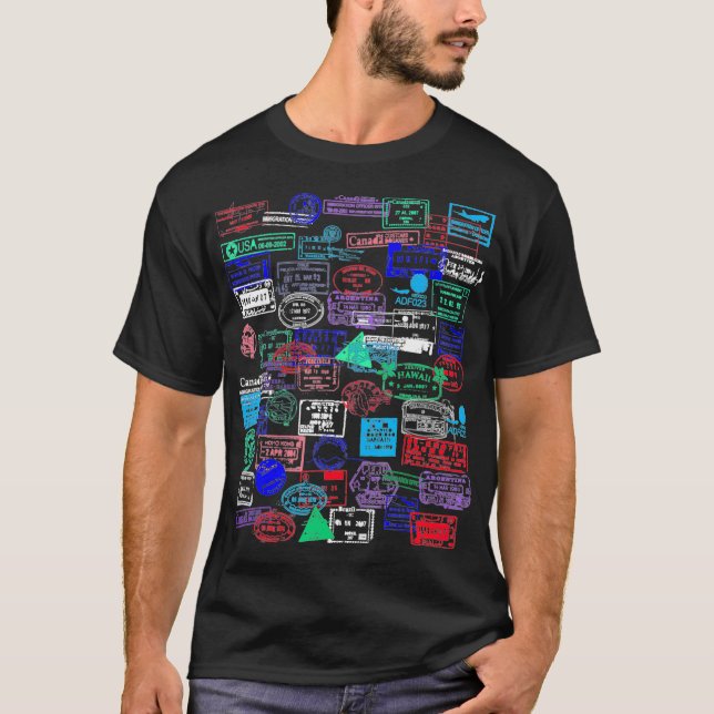 T-shirt Collecteur de timbres de passeport Voyage dans le  (Devant)