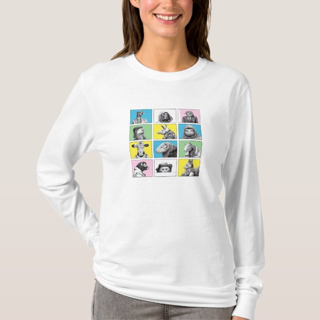 T-shirt Collection d'animaux Vol.1 Manches longues Blanc # (Devant)