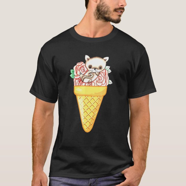 T-shirt Collection De Crème De Glace De Chat Animal Et Crè (Devant)