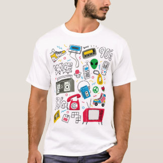 T-shirt Collection de doodle vintage des années 80 90.